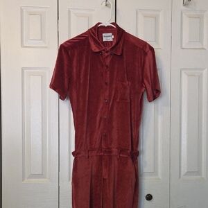 RomperJack Medium Velvet Jumpsuit in Deep Red